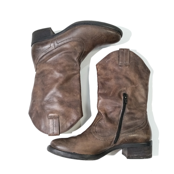 Paul Green Mûnchen Handmade Leather Western Brown Boots - Picture 1 of 7